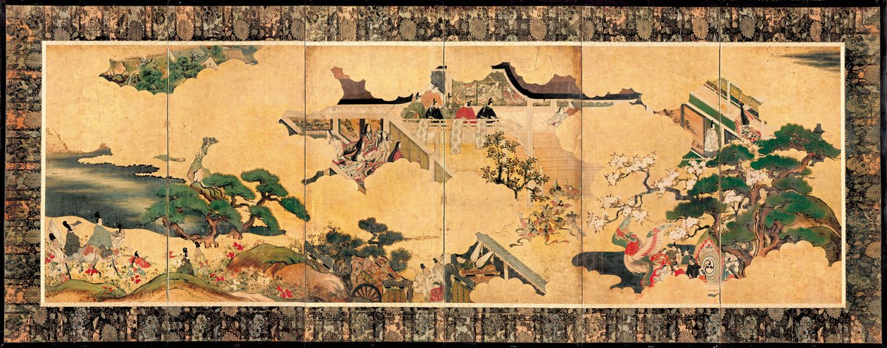 Kohtauksia tarinasta Genji Genji monogatari, 1600-luku tekijältä Unbekannt