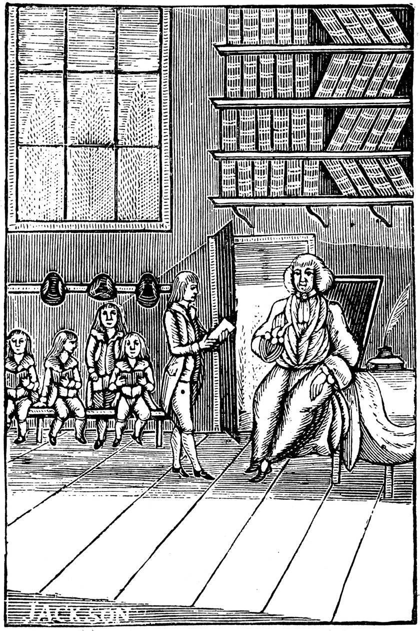 Koulumestari ja hänen oppilaansa, 1700-luku tekijältä Unbekannt