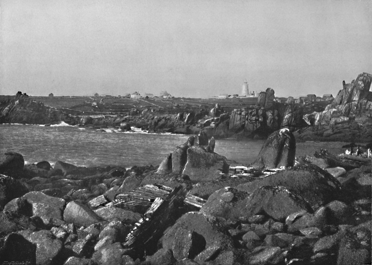 Scillysaaret - lahti ja majakka, St. Agnes, 1895 tekijältä Unbekannt