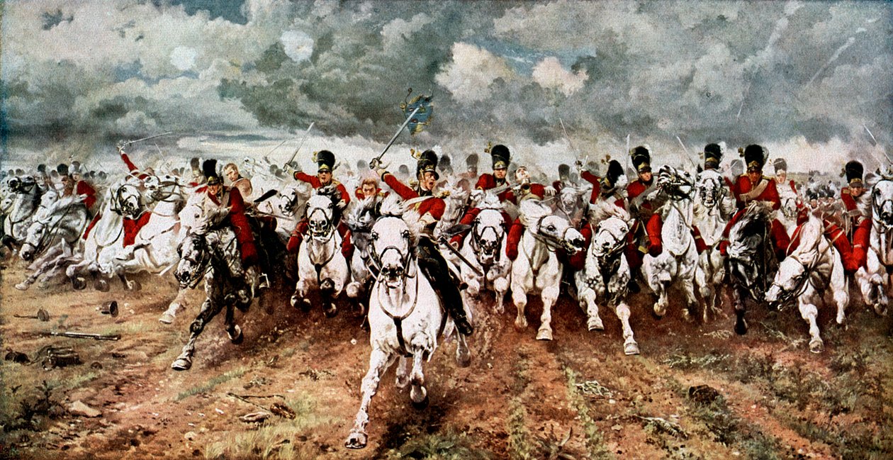 Scotland for Ever, Scots Graysin johto Waterloossa, 18. kesäkuuta 1815 tekijältä Unbekannt