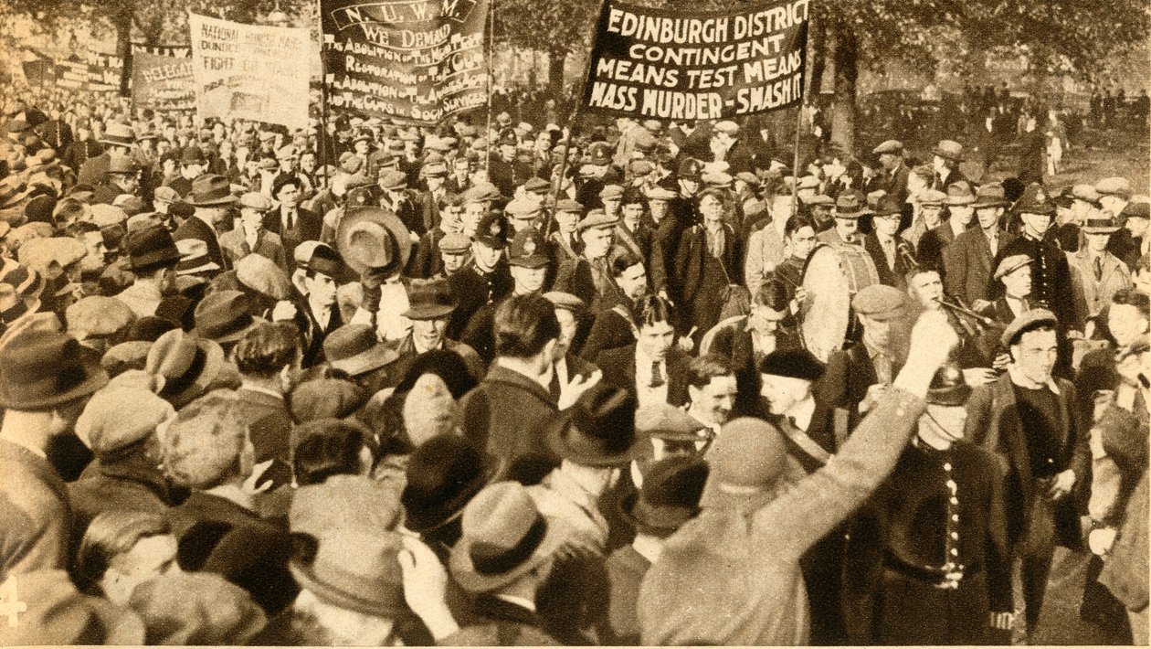 Skotlantilaiset marssijat, Means Test -protestit, Hyde Park, Lontoo, 1932, 1933. tekijältä Unbekannt
