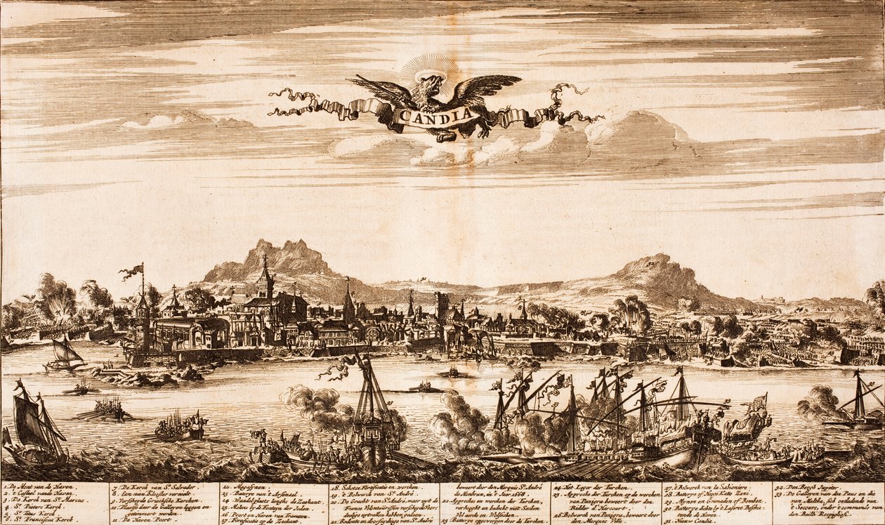 Meritaistelu Candian piirityksen aikana From: Scene of War, 1675. tekijältä Unbekannt