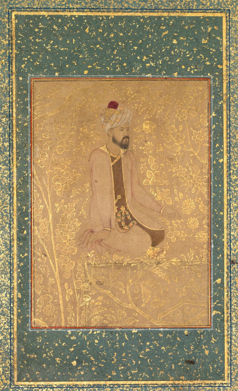 Seated Scholar, Border Fragment TeheranBerlin-albumilta, n. 1605-1610. tekijältä Unbekannt