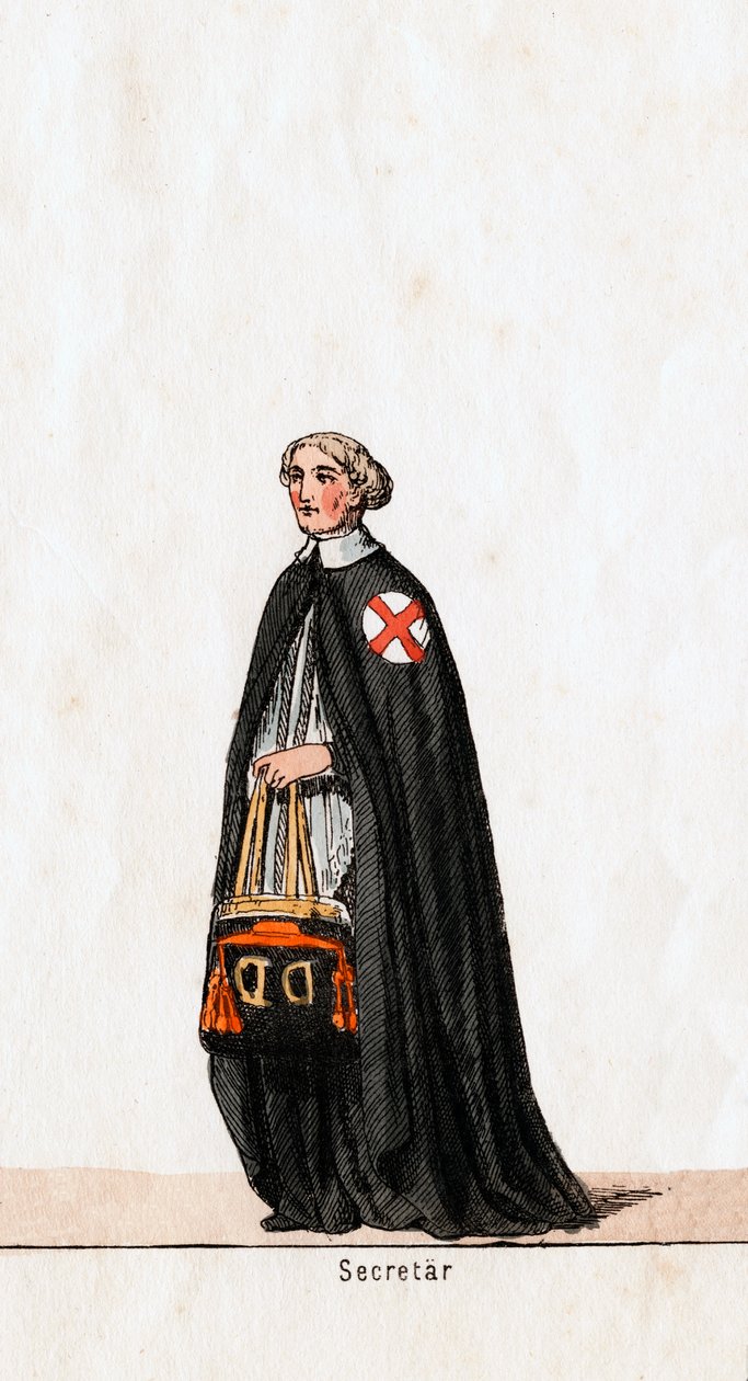 Sihteeri, pukusuunnittelu Shakespearen näytelmään, Henry VIII, 1800-luku tekijältä Unbekannt