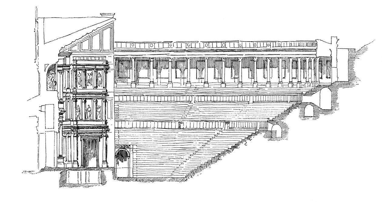 Gallo roomalaisen teatterin osasto Orangessa, Provencessa, Ranskassa, 1895 tekijältä Unbekannt