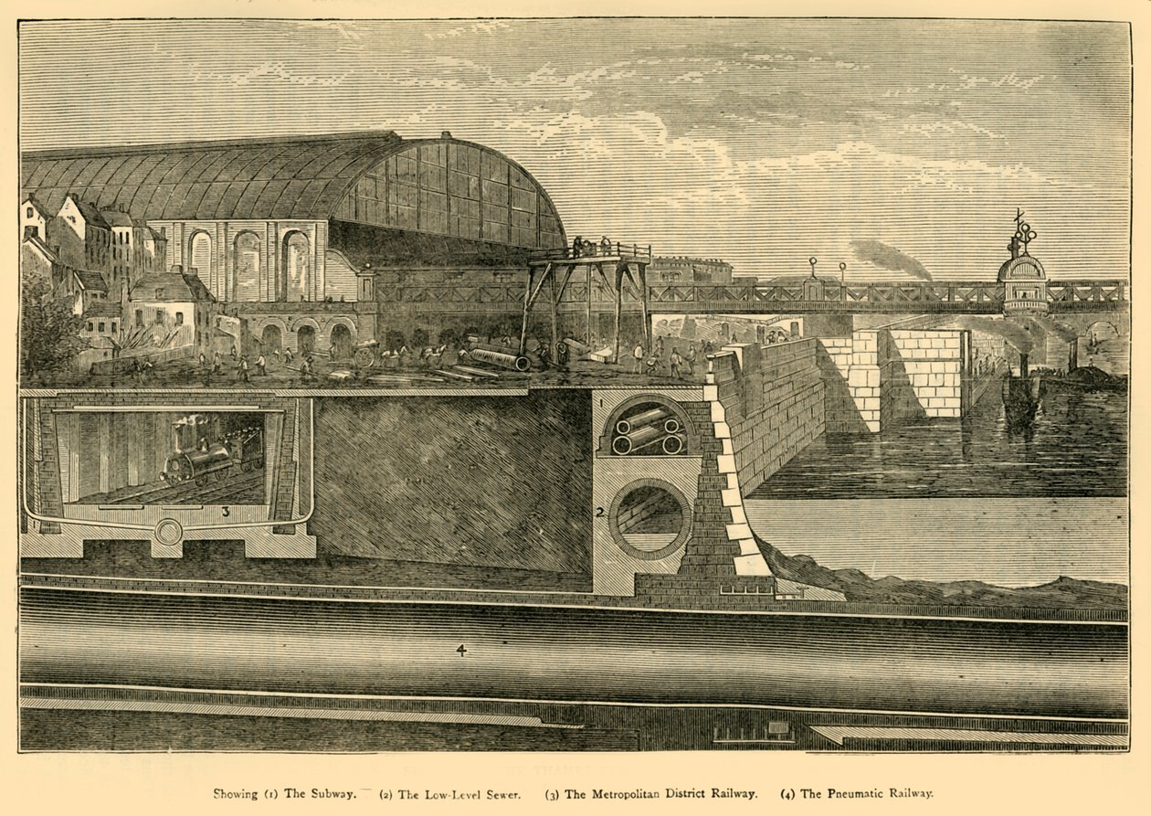 Thames Embarkmentin osio, 1867, c1876. tekijältä Unbekannt