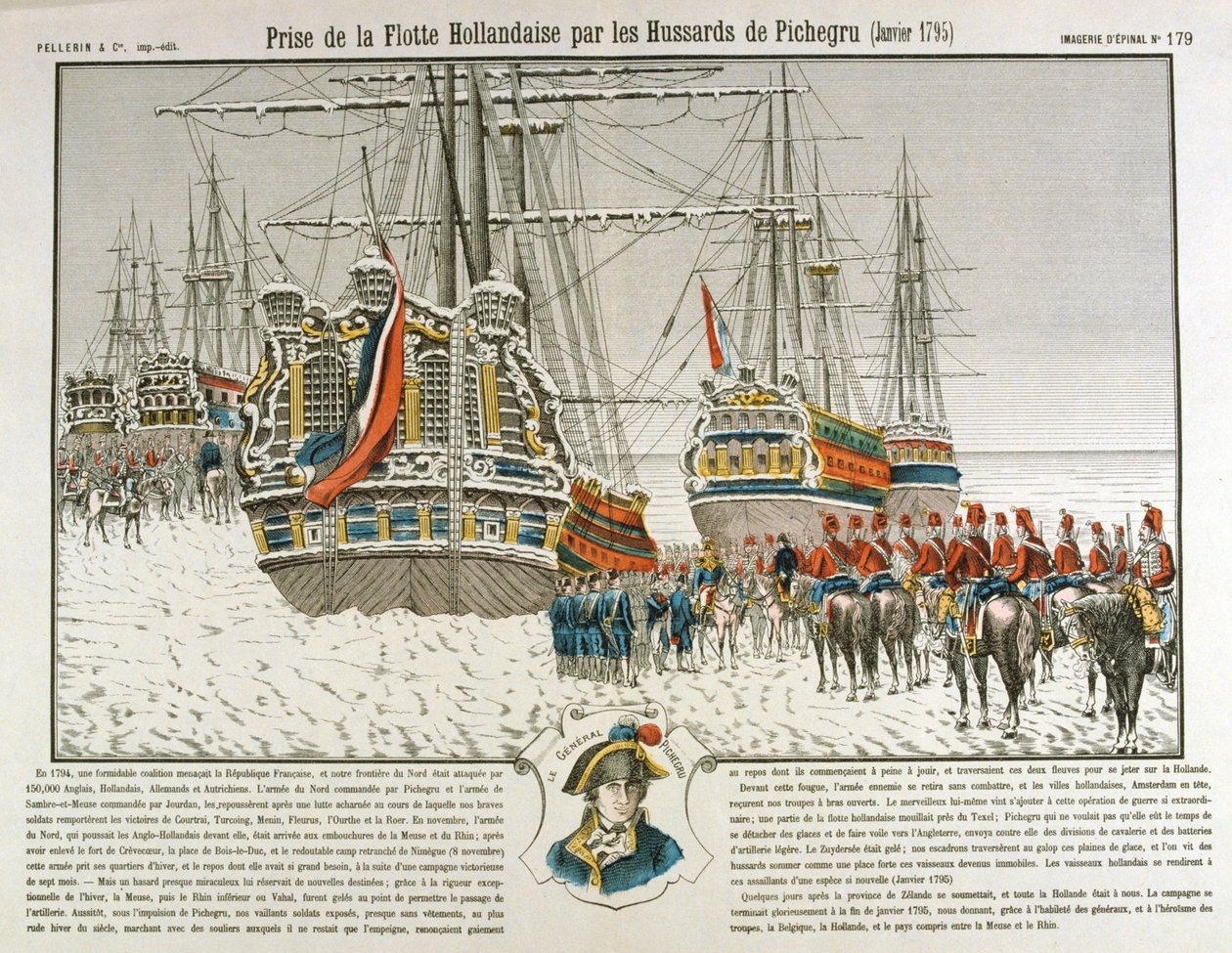 Pichegrun joukot valtasivat Hollannin laivaston tammikuussa 1795, 1800-luku tekijältä Unbekannt