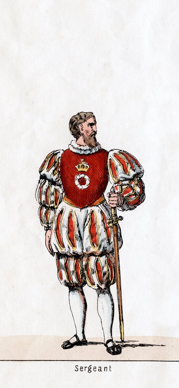 Kersantti, pukusuunnittelu Shakespearen näytelmään, Henry VIII, 1800-luku tekijältä Unbekannt