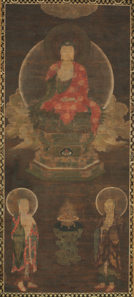 Shakyamuni Triad: Buddha Manjushri ja Samantabhadra Buddha osallistuivat 1300-luvun lopulla. tekijältä Unbekannt