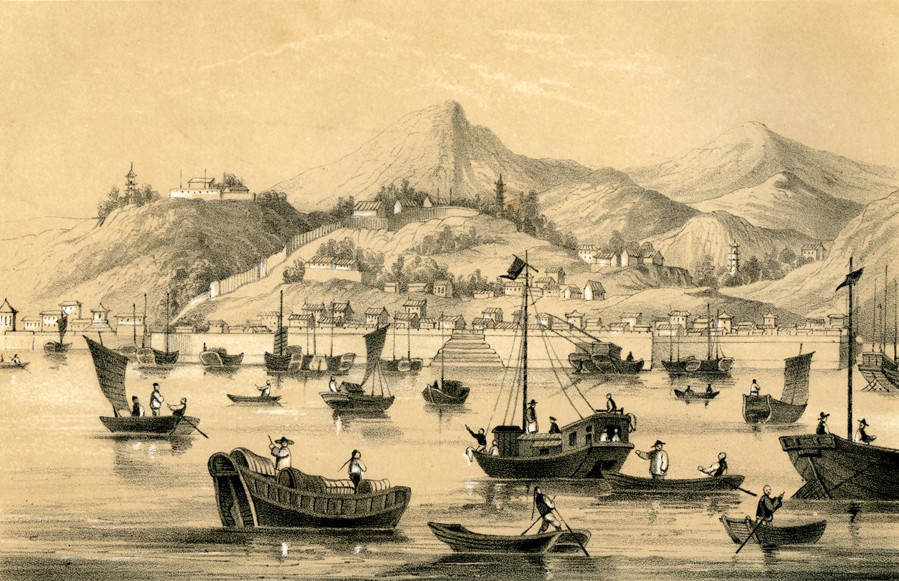 Shanghai, yksi viidestä satamasta, jotka avattiin myöhäisellä sopimuksella brittiläiselle kaupalle vuonna 1847 tekijältä Unbekannt