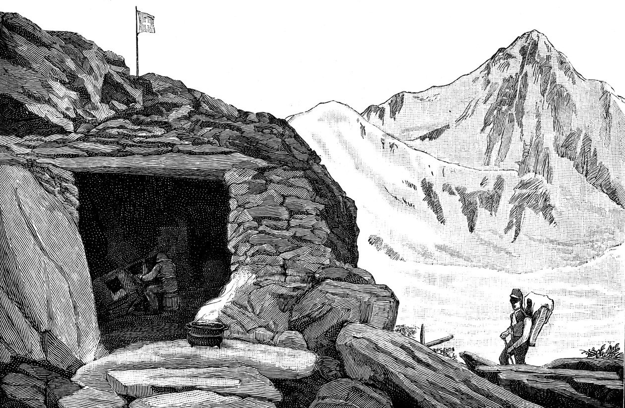 Jäätikologi Louis Agassizin rakentama suoja, Aarin jäätikkö, Sveitsi, 1840 1885 tekijältä Unbekannt