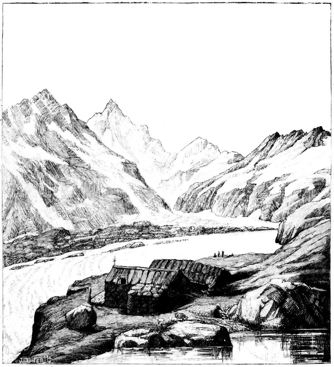 Jäätikologi Louis Agassizin rakentama suoja, Aarin jäätikkö, Sveitsi, 1842 1885 tekijältä Unbekannt