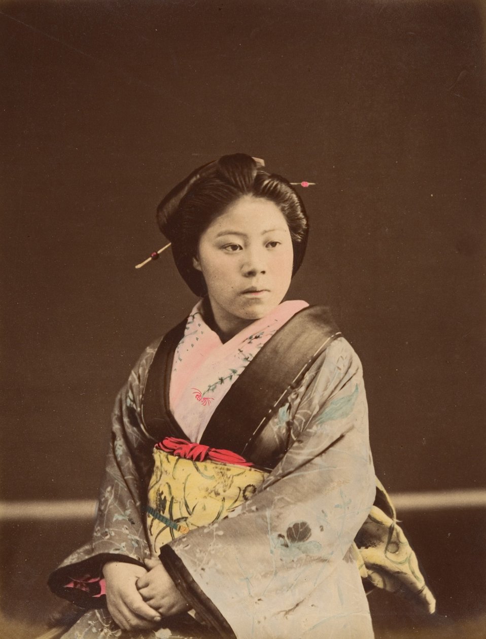Shin, tunnettu teehuonetyttö Yokohamassa, 1870-luku. tekijältä Unbekannt