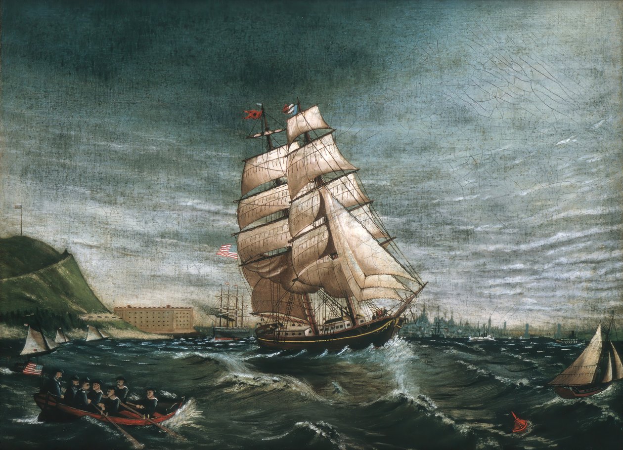 Laiva New Yorkin satamassa, n. 1890. tekijältä Unbekannt