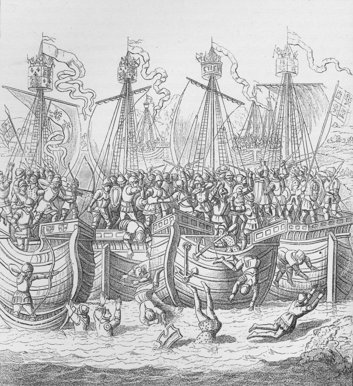 Laivat La Rochellessa, Ranskassa, vuonna 1372, c1804 1906 tekijältä Unbekannt