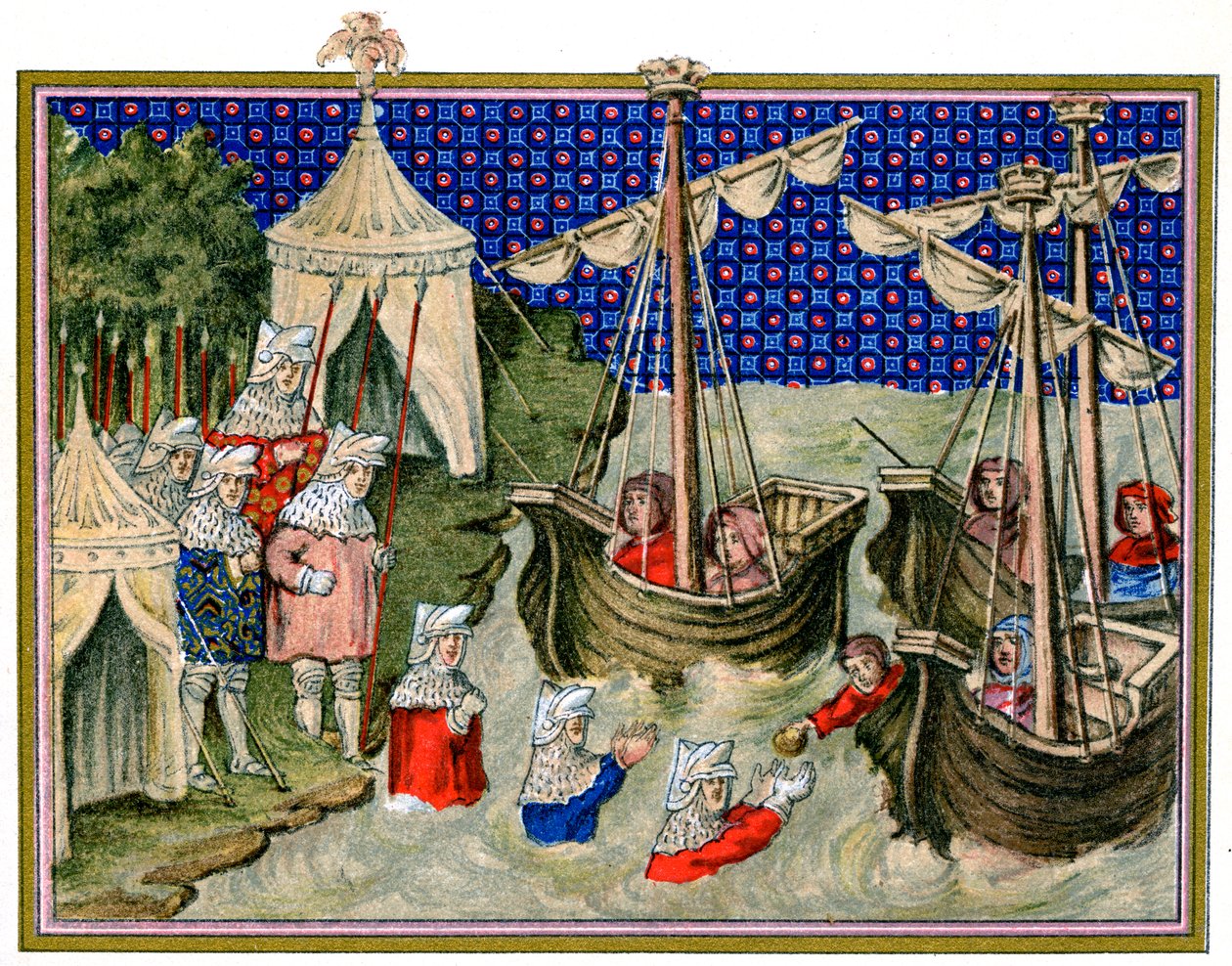 Laivat tuovat tarvikkeita englantilaiselle isännälle, Richard II:n kampanjalle Irlannissa, 1399, 1893 tekijältä Unbekannt