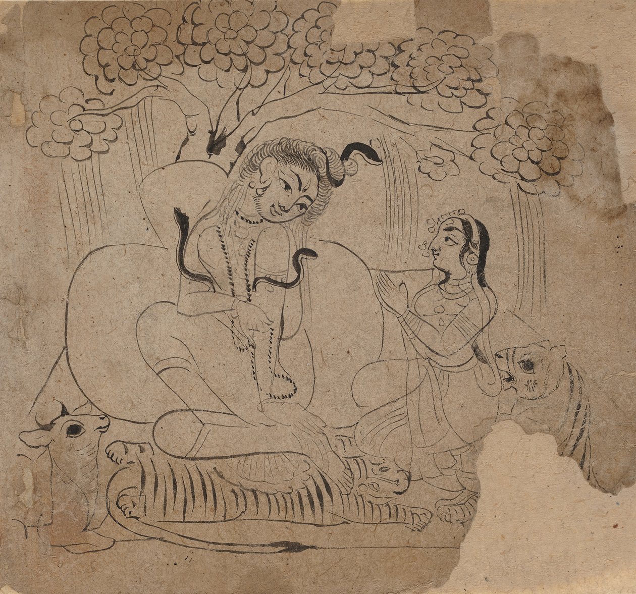 Shiva ja Parvati, 1800-luku. tekijältä Unbekannt