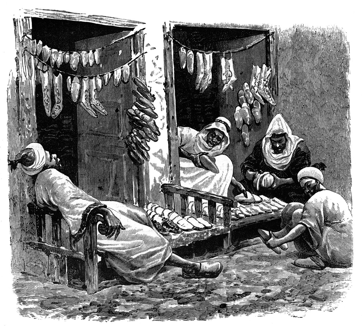 Kenkäkauppa Fezissä, Marokossa, c1890 tekijältä Unbekannt