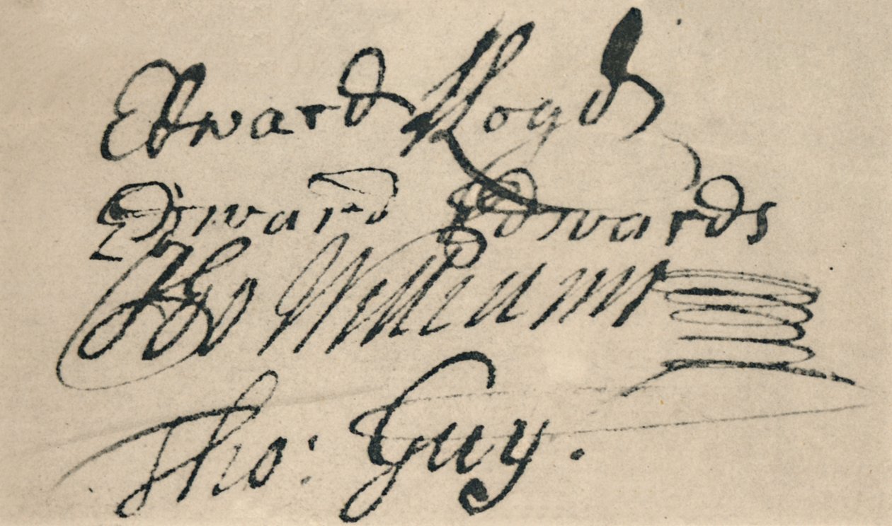Edward Lloydin allekirjoitus, 1692, 1928 tekijältä Unbekannt