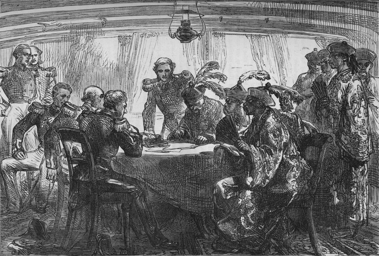 Nankinin sopimuksen allekirjoittaminen, c1880 tekijältä Unbekannt