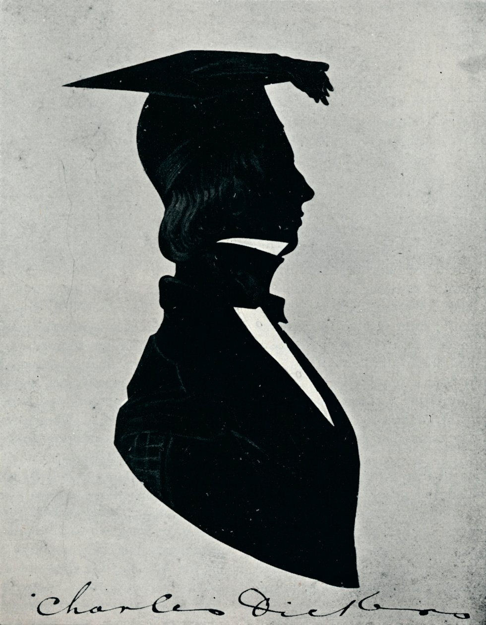 Charles Dickensin siluettimuotokuva, 1840-luku, 1910 tekijältä Unbekannt