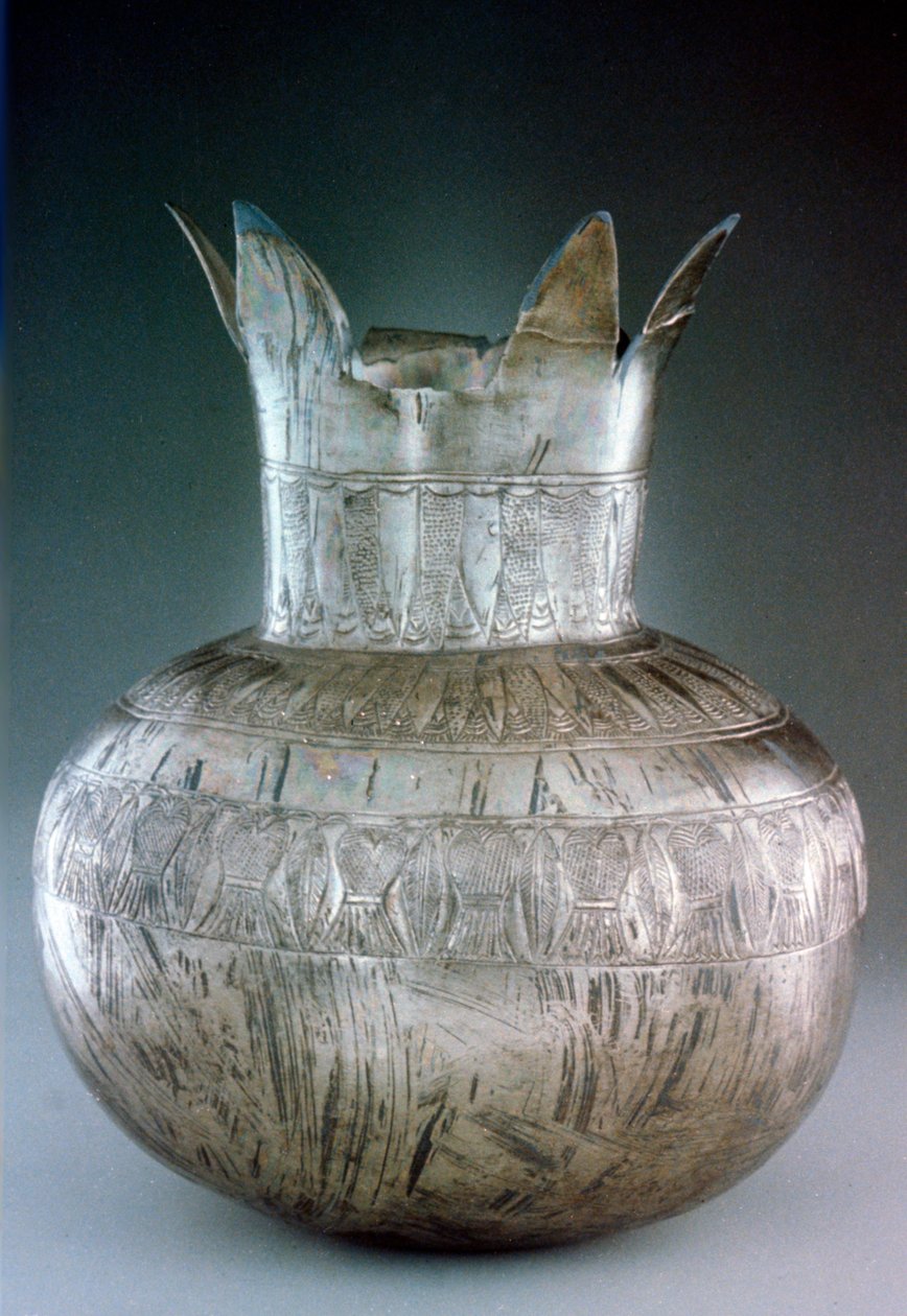 Hopeinen granaattiomenamaljakko, Tutankhamonin haudasta, 1300-luvulta eKr tekijältä Unbekannt