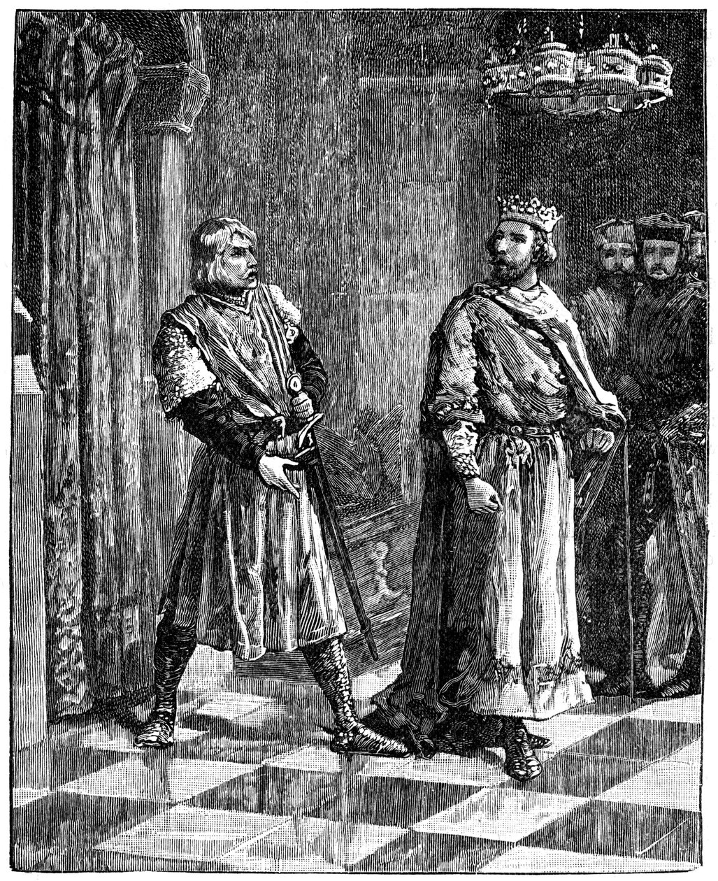 Simon de Montfort riitelee Henrik III:n kanssa, 1257, c1880 tekijältä Unbekannt