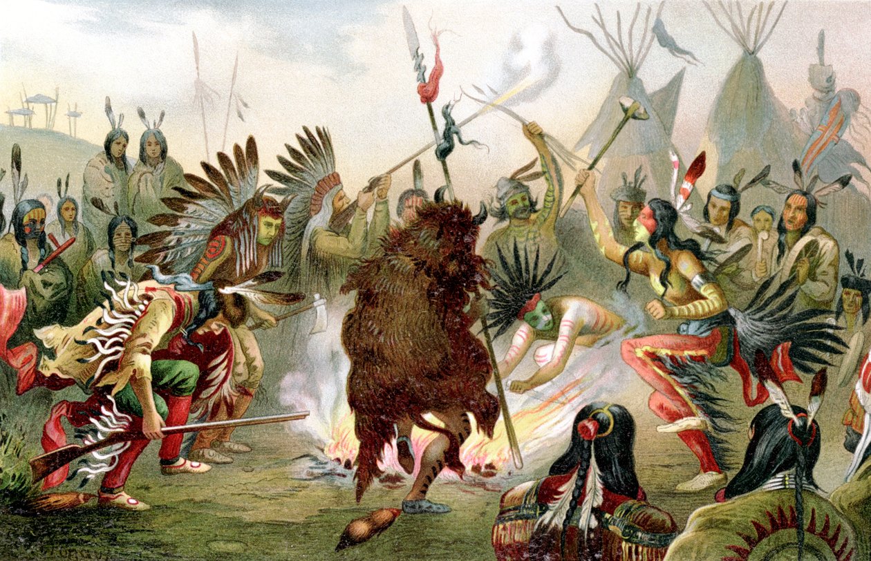Sioux-sotatanssi, 1888 tekijältä Unbekannt
