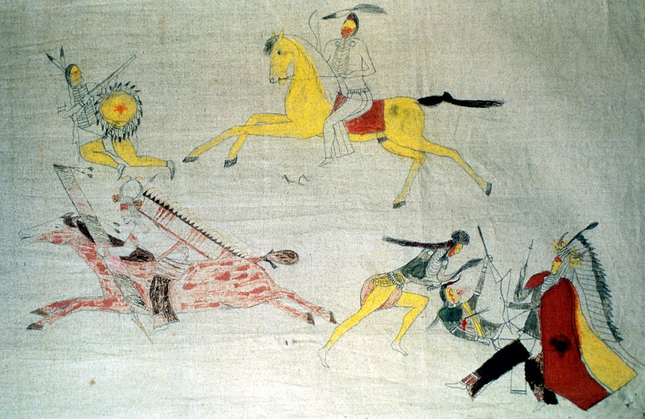 Sioux-soturit taistelussa, vuodelta 1890 tekijältä Unbekannt