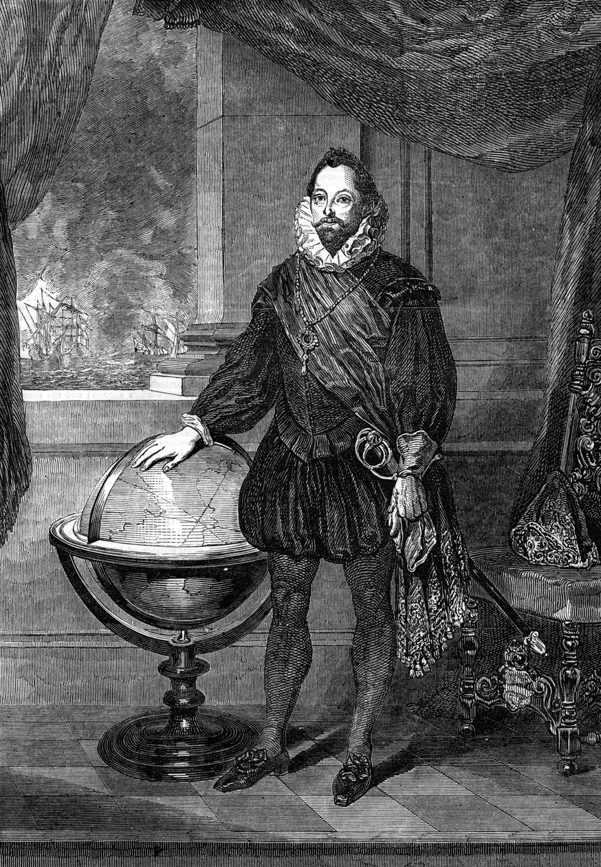 Sir Francis Drake, 1500-luvun navigaattori, merimies ja merirosvo, 1851 tekijältä Unbekannt