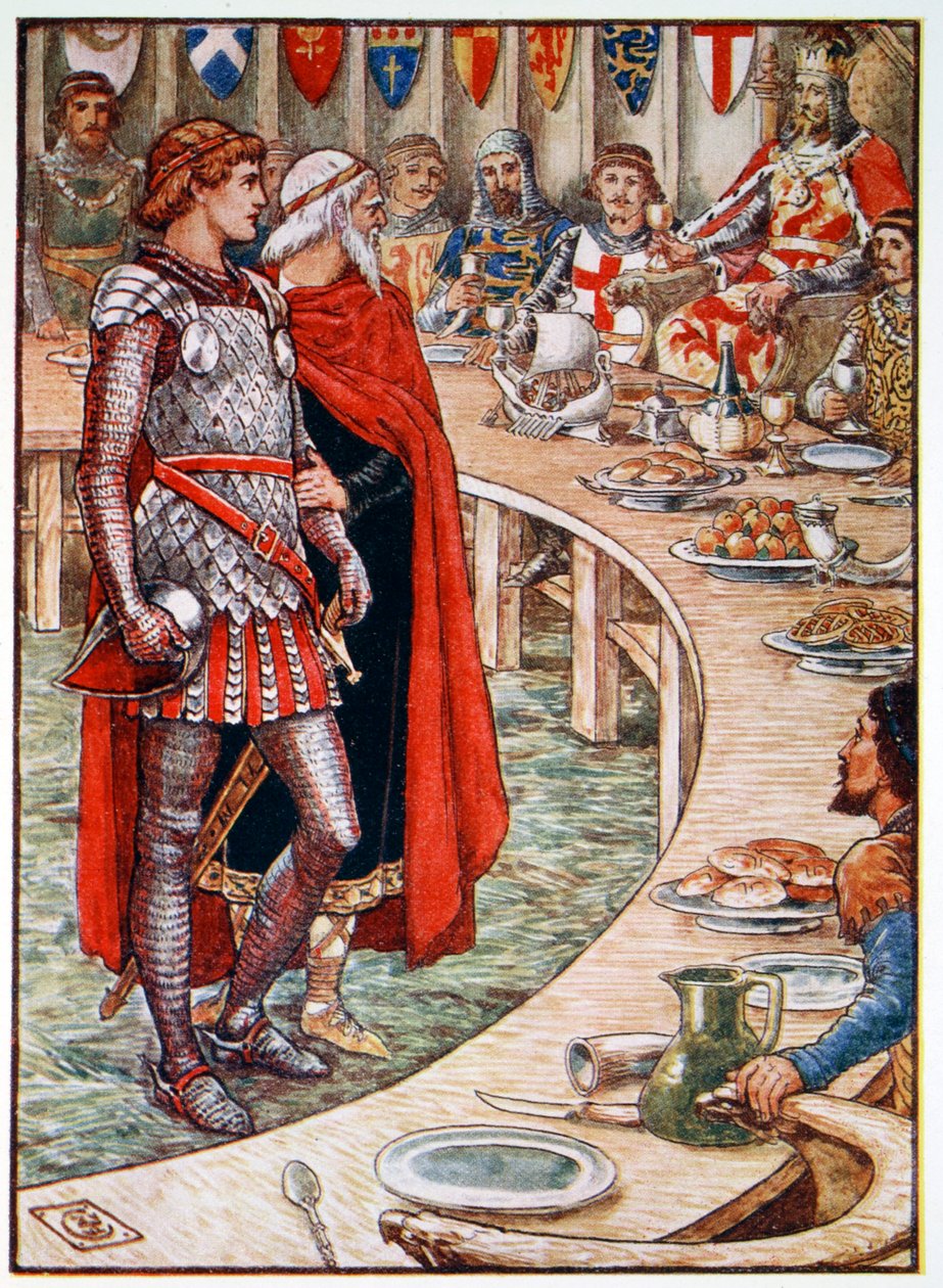 "Sir Galahad tuodaan kuningas Arthurin hoviin", 1911 tekijältä Unbekannt