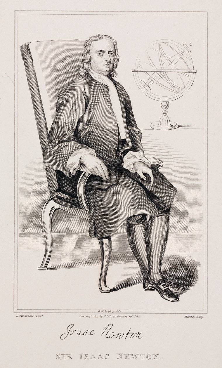 Sir Isaac Newton, englantilainen matemaatikko ja fyysikko, n. 1725 tekijältä Unbekannt