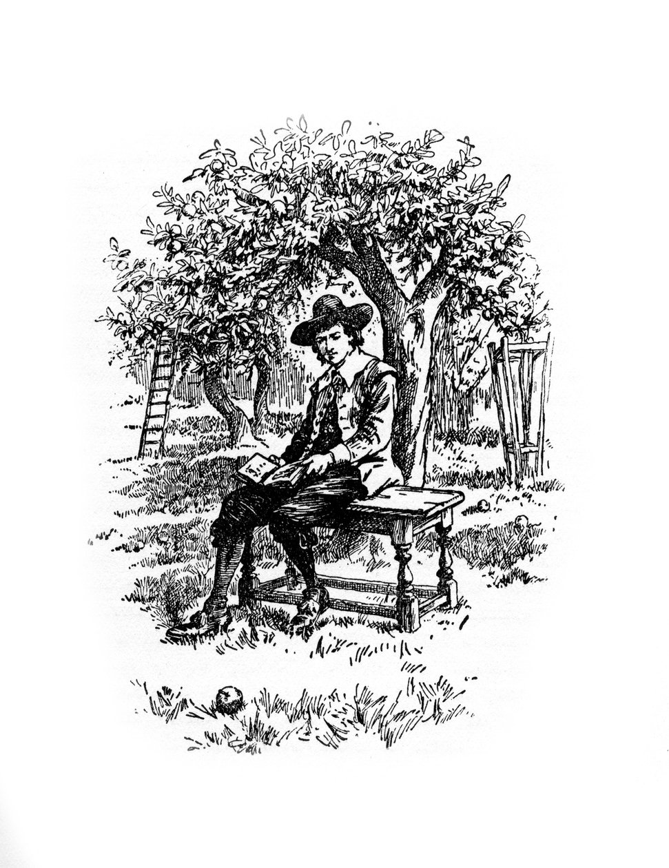 Sir Isaac Newton omenapuun alla, 1900-luku tekijältä Unbekannt
