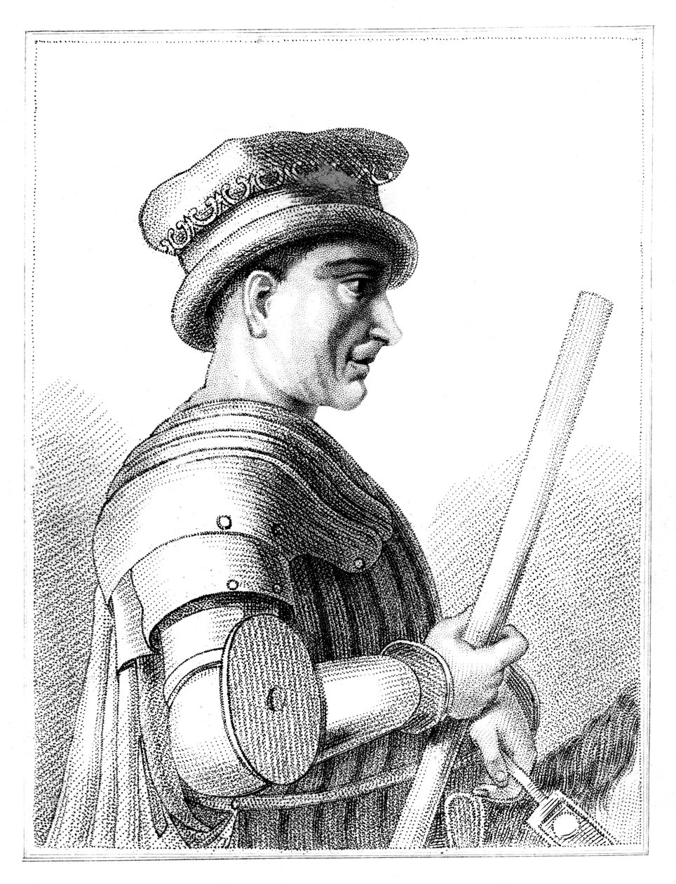 Sir John Hawkwood, englantilainen palkkasoturi tai condottiere 1300-luvun Italiassa, 1819 tekijältä Unbekannt
