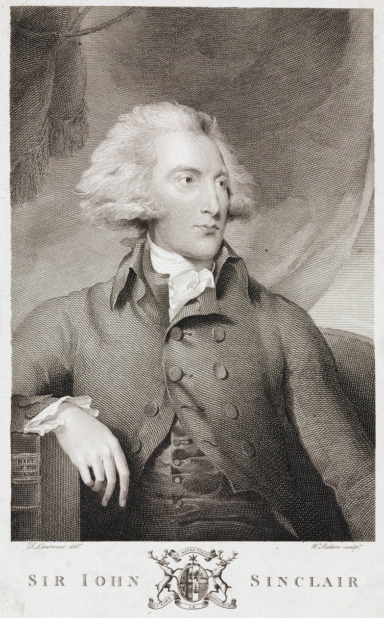 Sir John Sinclair, skotlantilainen maatalousekonomisti ja tilastotieteilijä, n. 1790-luku tekijältä Unbekannt