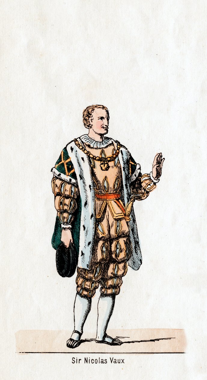 Sir Nicholas Vaux, pukusuunnittelu Shakespearen näytelmään, Henry VIII, 1800-luku tekijältä Unbekannt