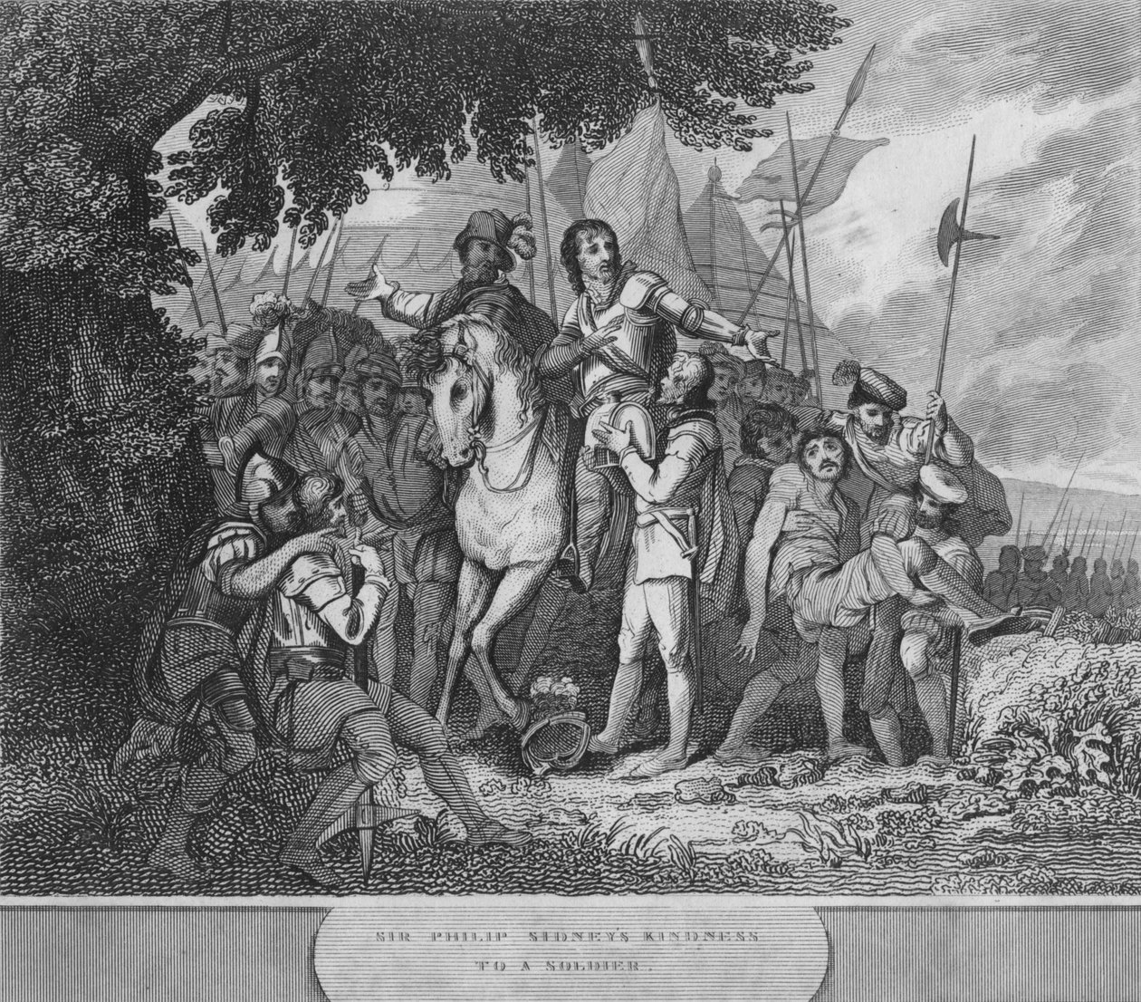 Sir Philip Sidneyn ystävällisyys sotilaalle, 1815 tekijältä Unbekannt