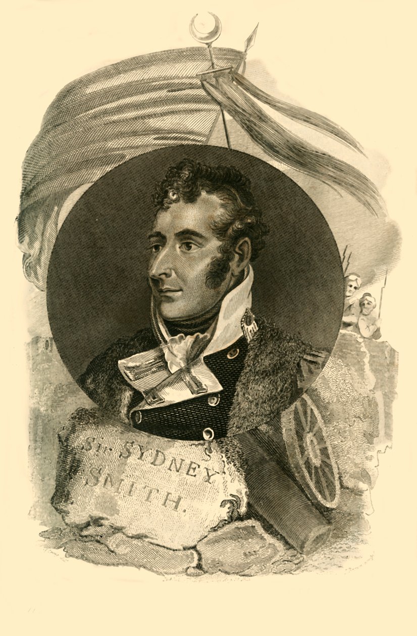 Sir Sidney Smith, joka 300 brittiläisen merimiehen kanssa puolusti Breach of Acre, 1764-1840, 1816. tekijältä Unbekannt