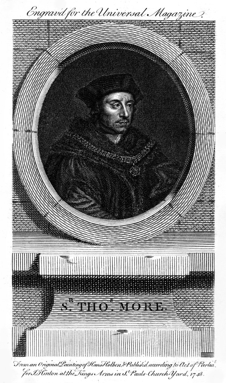 Sir Thomas More, katolinen englantilainen lakimies, kirjailija ja poliitikko, 1748 tekijältä Unbekannt