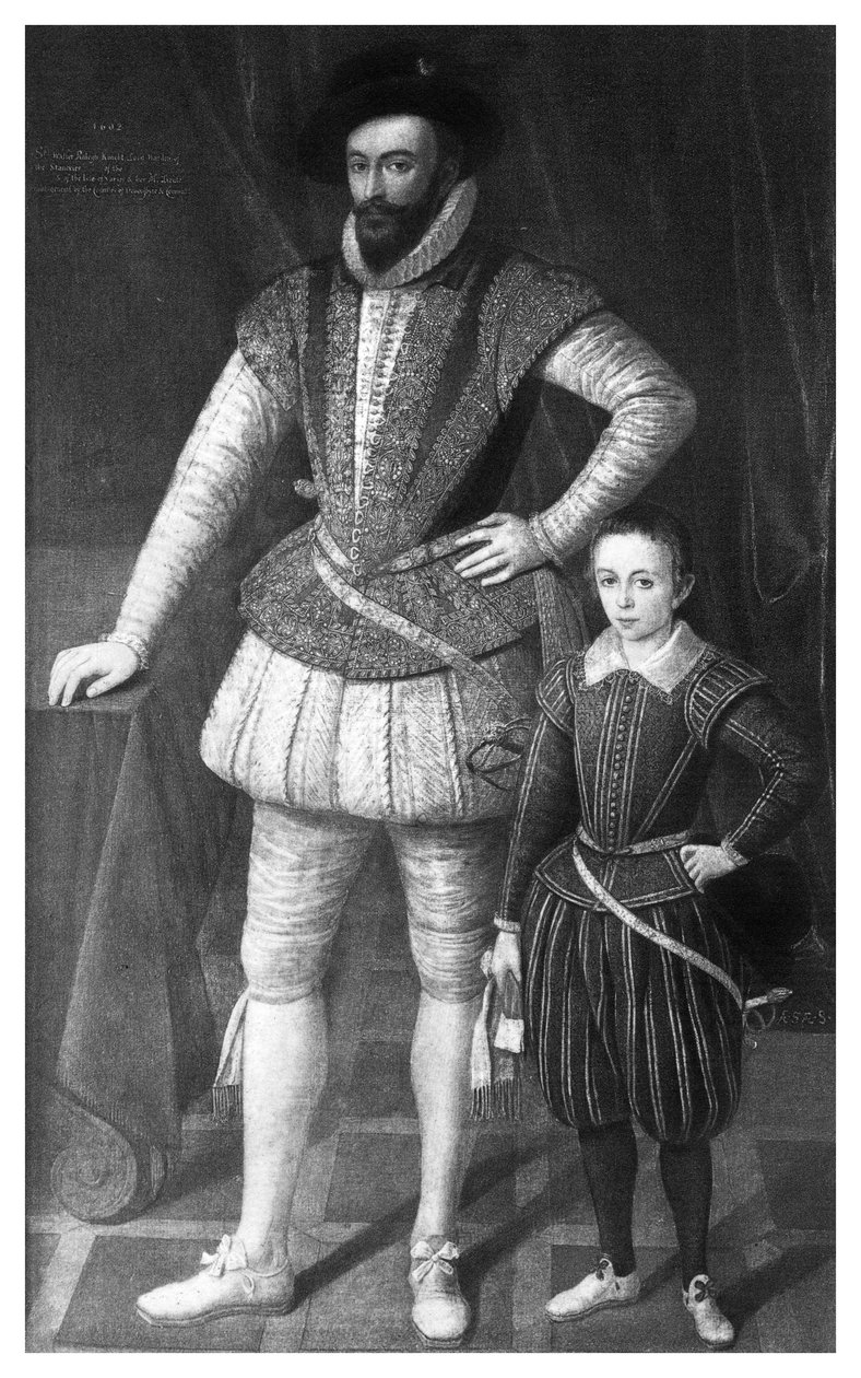 Sir Walter Raleigh ja hänen poikansa, 1602, 1896 tekijältä Unbekannt