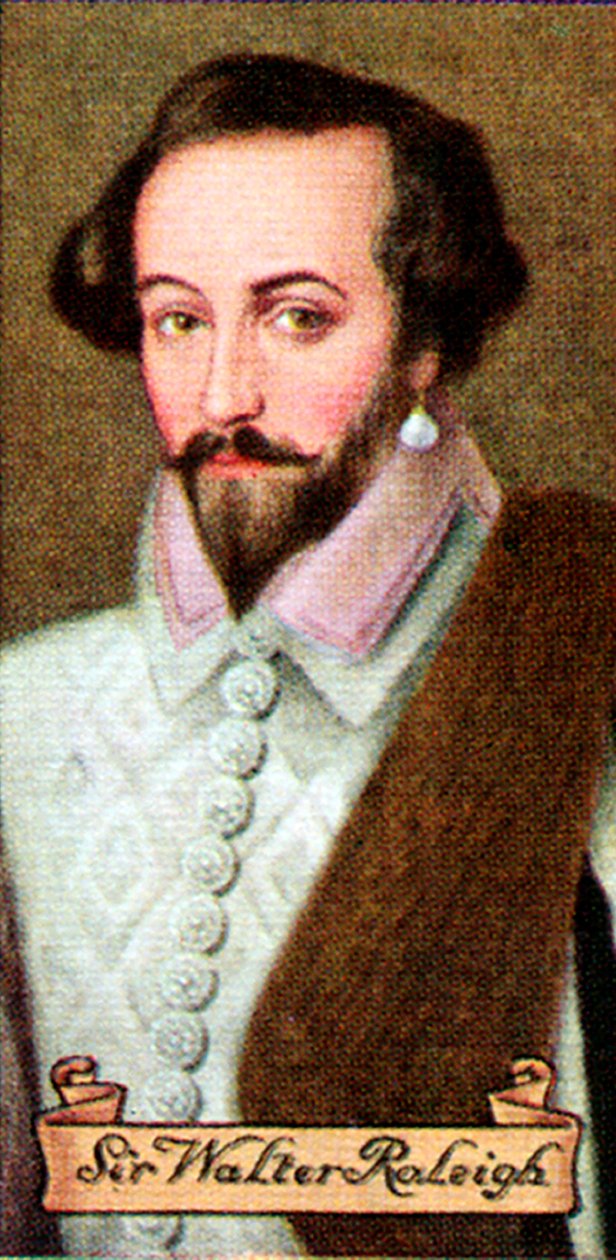Sir Walter Raleigh, otettu savukekorttisarjasta, 1935 tekijältä Unbekannt