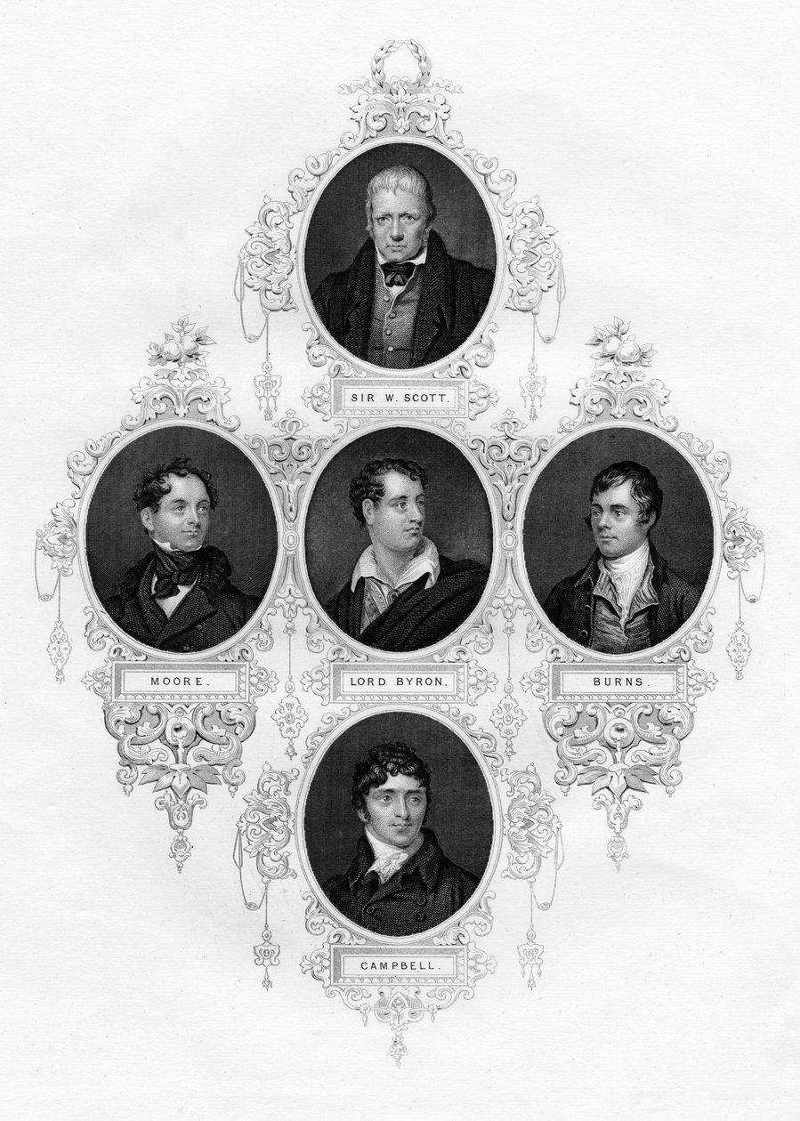 Sir Walter Scott, Thomas Moore, Lord Byron, Robert Burns, Thomas Campbell, 1877 tekijältä Unbekannt
