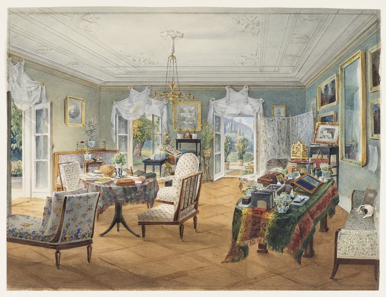 Olohuone maalaistalossa, 1830-1840 tekijältä Unbekannt