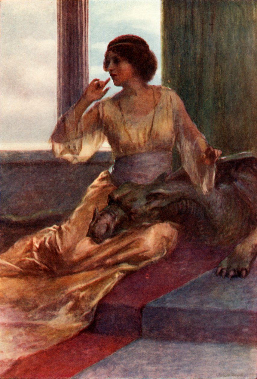 "Istumassa nukkuvan lohikäärmeen pää polvellaan", 1917. tekijältä Unbekannt
