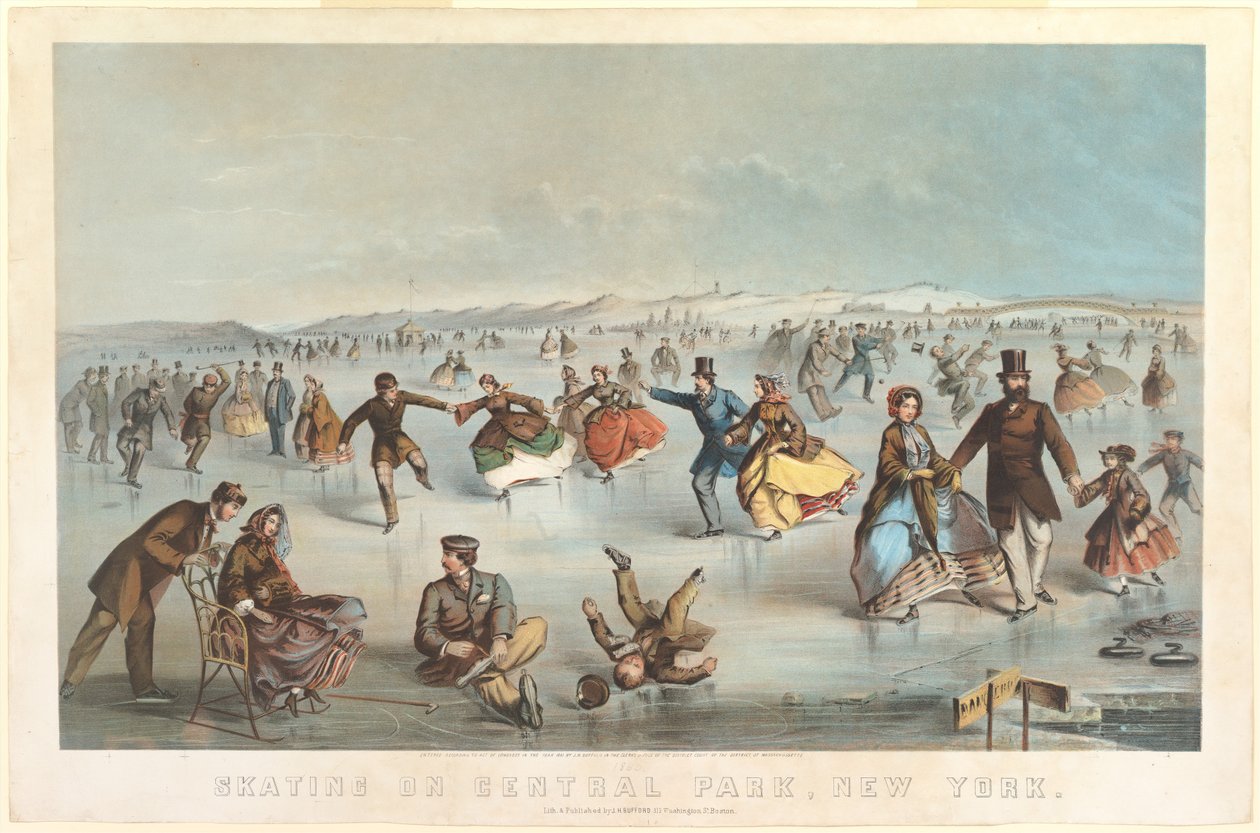 Luistelu Central Parkissa, New Yorkissa, 1861. tekijältä Unbekannt