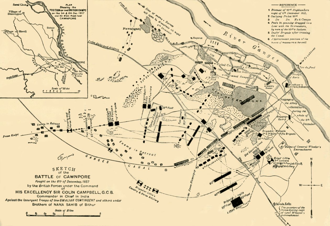 Luonnos Cawnporen taistelusta, 1857, 1901. tekijältä Unbekannt