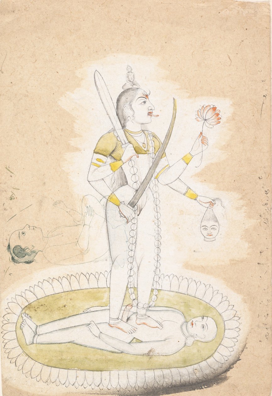 Sketch Kalin ja nuoren pojan kanssa, n. 1800. tekijältä Unbekannt