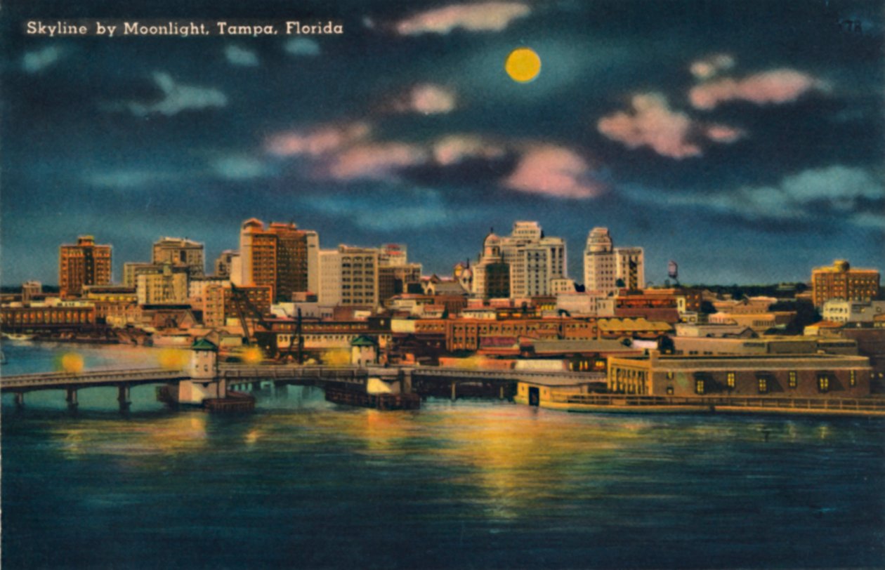 Skyline by Moonlight, Tampa, Florida, 1940-luku tekijältä Unbekannt