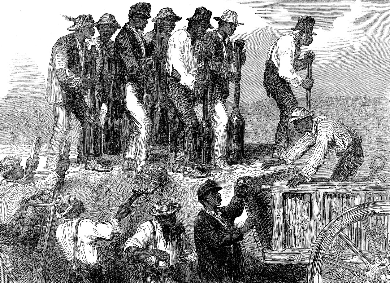 Orjatyövoima vahvistaa Savannahin linnoituksia Georgiassa, Amerikan sisällissota, 1863 tekijältä Unbekannt