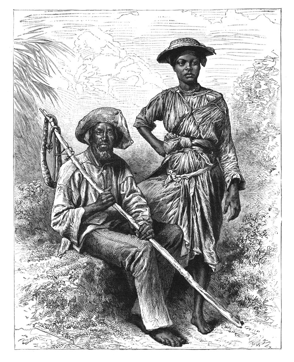 Käärmeensieppaaja ja hiilityttö, Martinique, 1890 tekijältä Unbekannt
